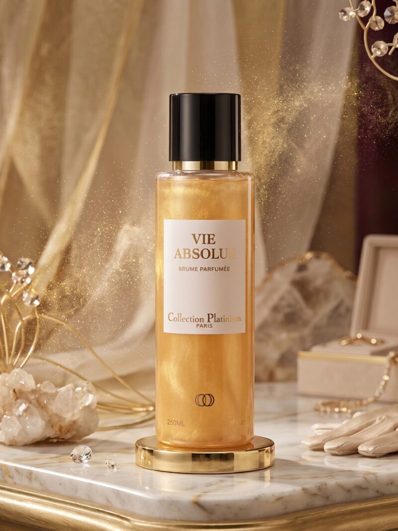 Brume parfumée pailletée Vie absolue collection platinium