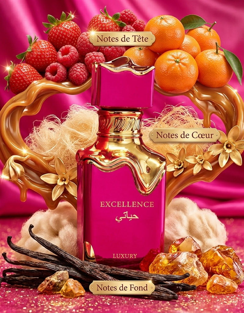 Parfum Excellence Pink Sweet Luxury 100 ml rose bonbon et or.