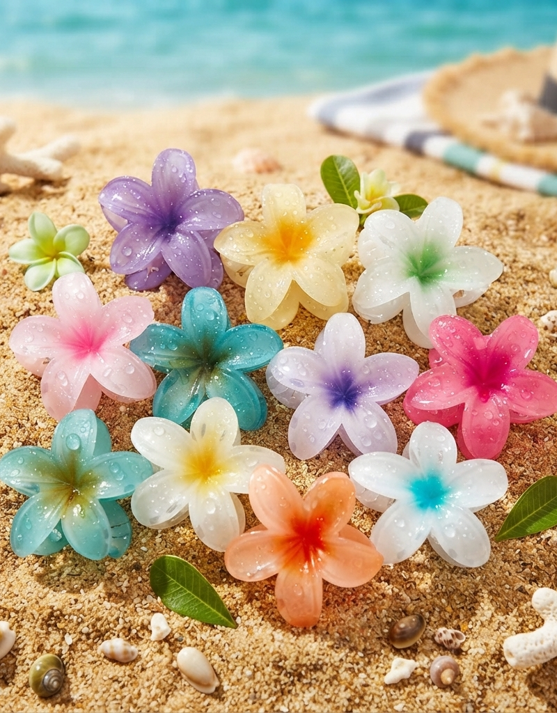 Pince à cheveux fleur XXL de couleur mélangée, accessoire de coiffure tendance en forme de fleur