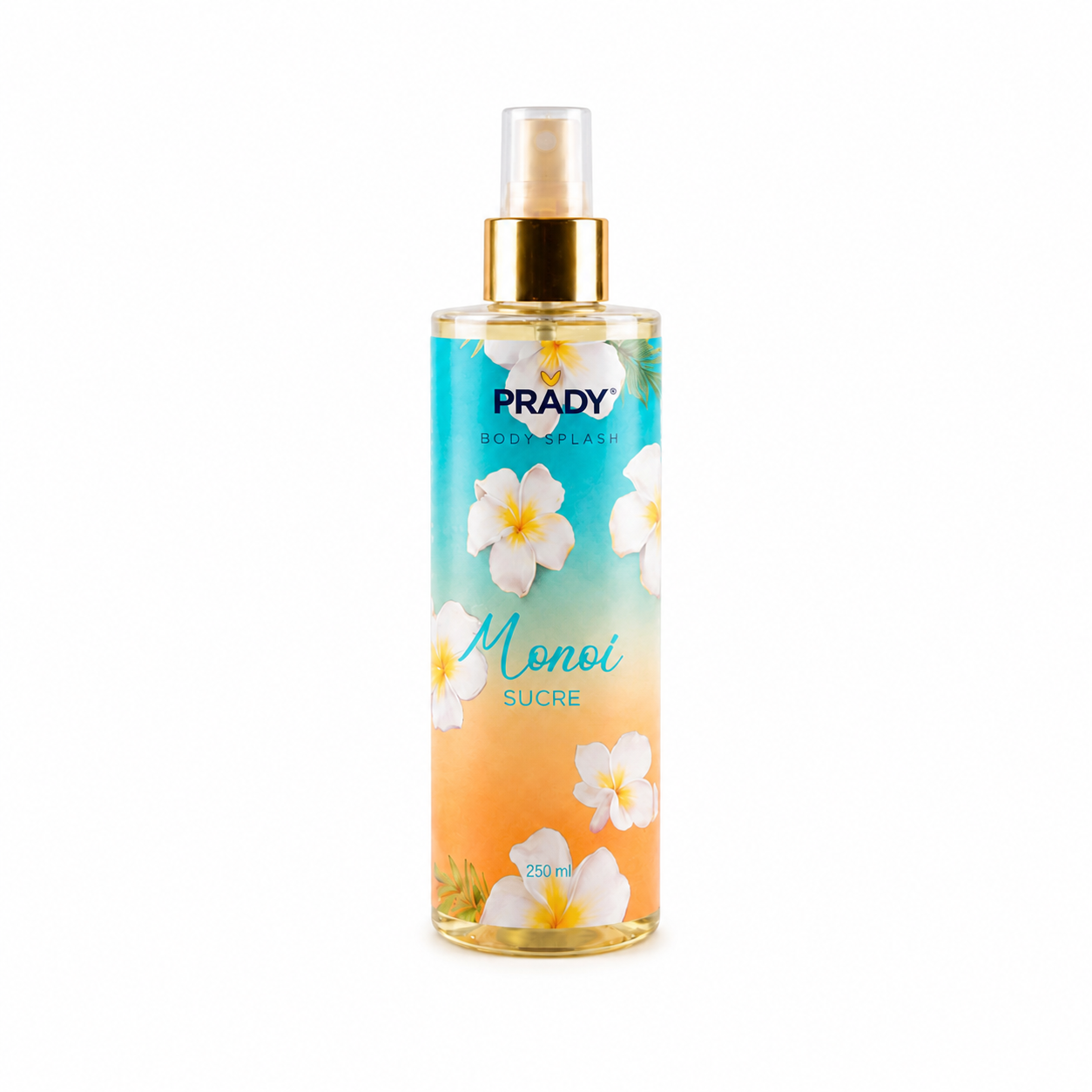 Flacon de brume parfumée corps et cheveux Prady senteur Monoï sucré, format 250 ml.